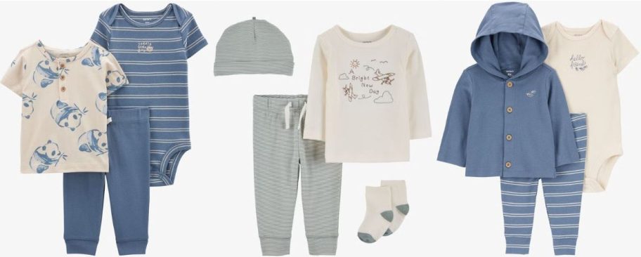 Stock images of 3 Carter's baby boy outfit sets