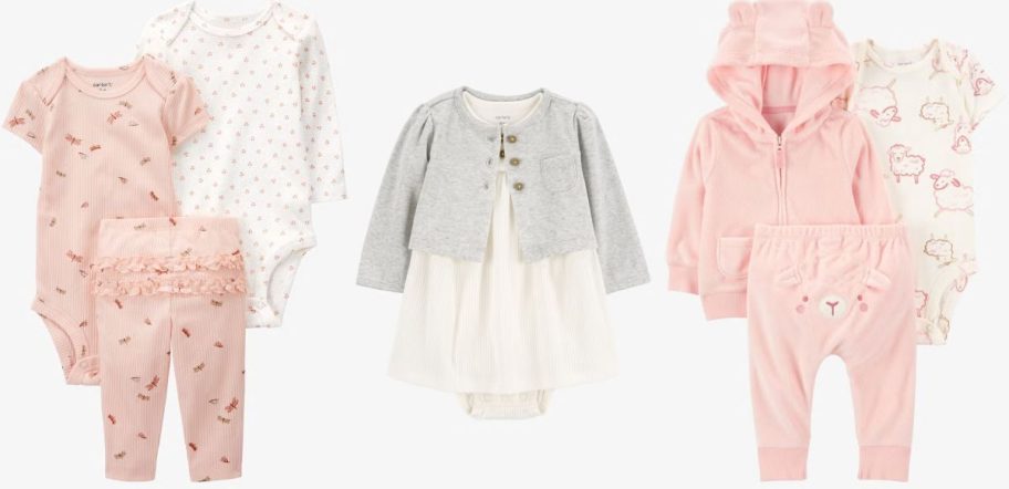 Stock images of 3 Carter's Baby Girl Outfit Sets