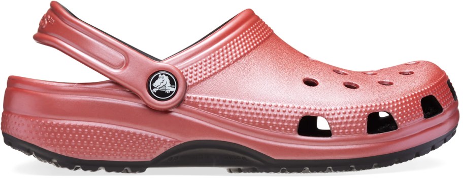 metallic red crocs clog