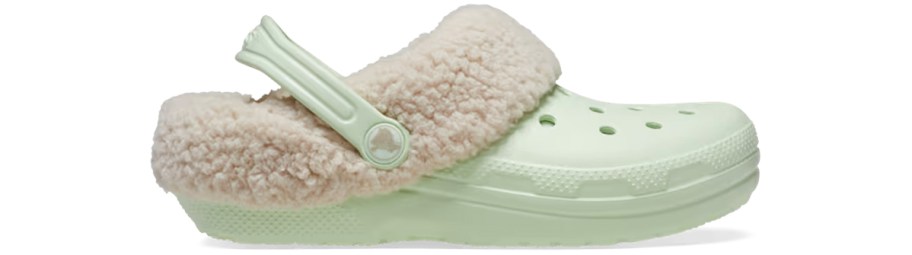 light green fleece lined crocs clog