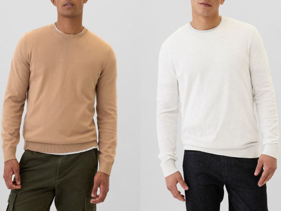 stock images of two men wearing GAP sweaters