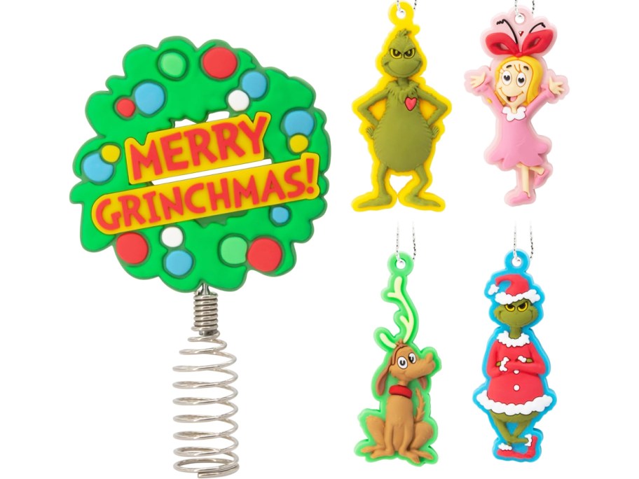 Hallmark Dr. Seuss's How the Grinch Stole Christmas Miniature Christmas Tree Topper and Mini Ornaments