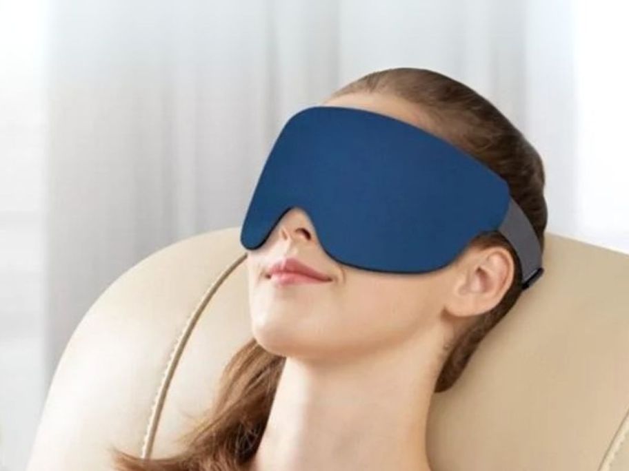 girl wearing Health Touch Weighted Eye Masks w/ Cooling Gel Pads