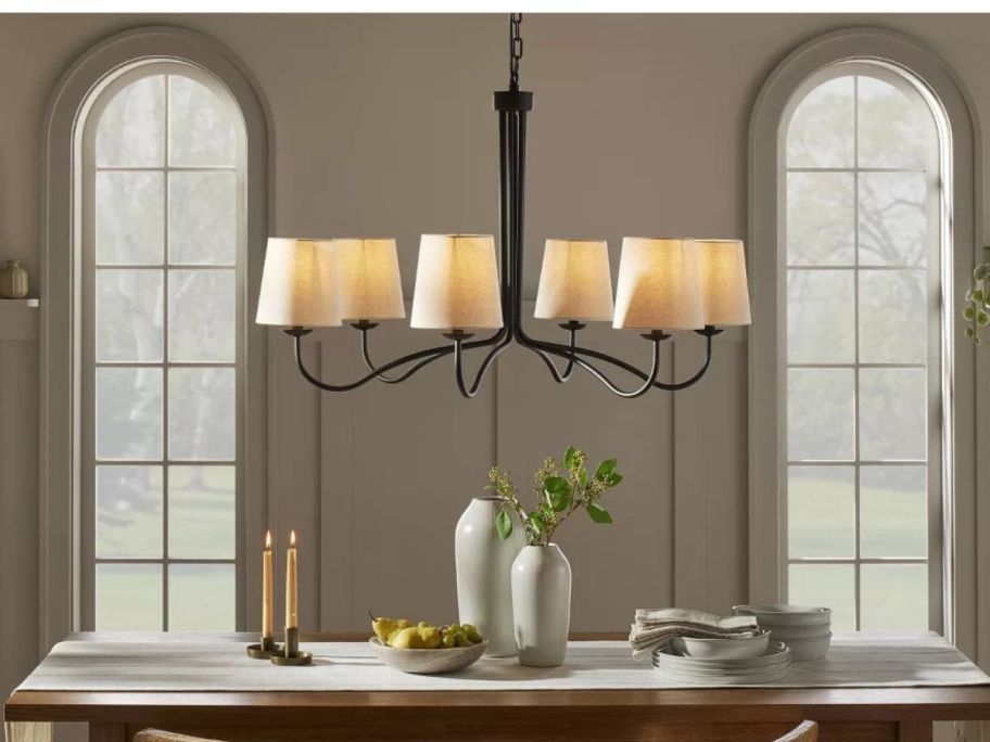 Hearth & Hand w/ Magnolia 6-Arm Candelabra Chandelier Ceiling Light in dining room