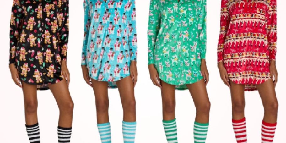 Women’s Christmas Notch Collar Sleepshirt & Cozy Socks Set Only $9.98 on Walmart.online