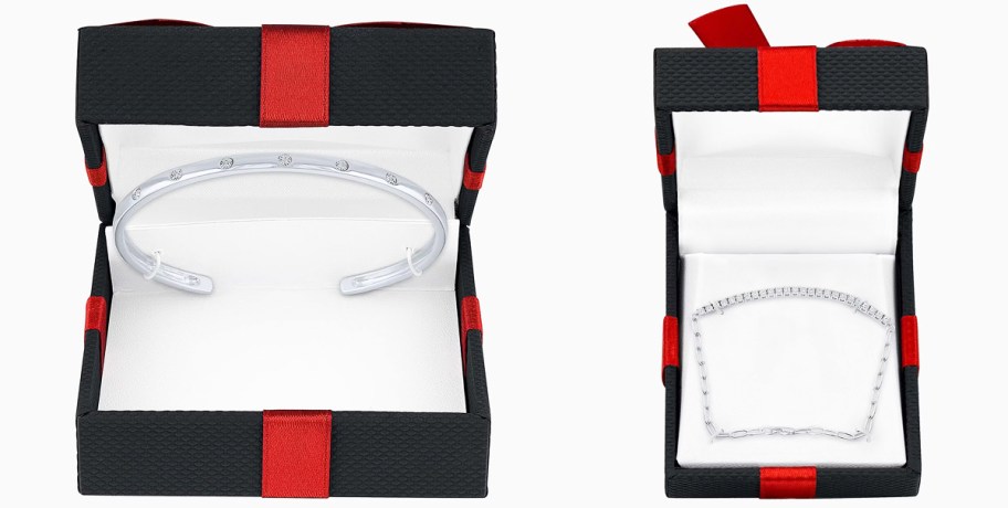 stock images of opened jewelry boxes with bracelets inside