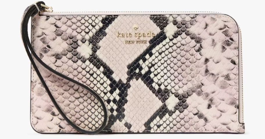 Kate Spade Lucy Snake Embossed Medium L-Zip Wristlet  