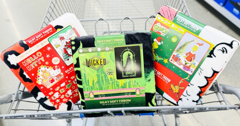 three character printed throw blankets in walmart cart