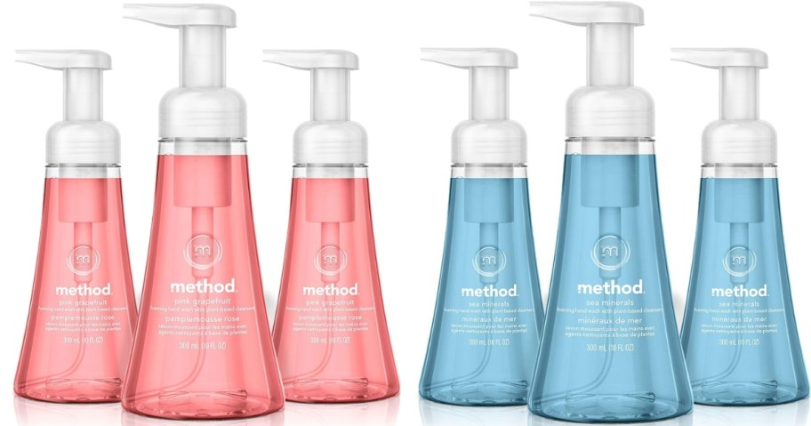 Method Foaming Hand Soap 10oz 3-Pack in Pink Grapefruit and Sea Minerals