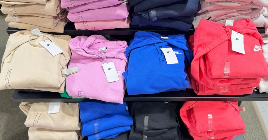 Folded Nike Hoodies at the store