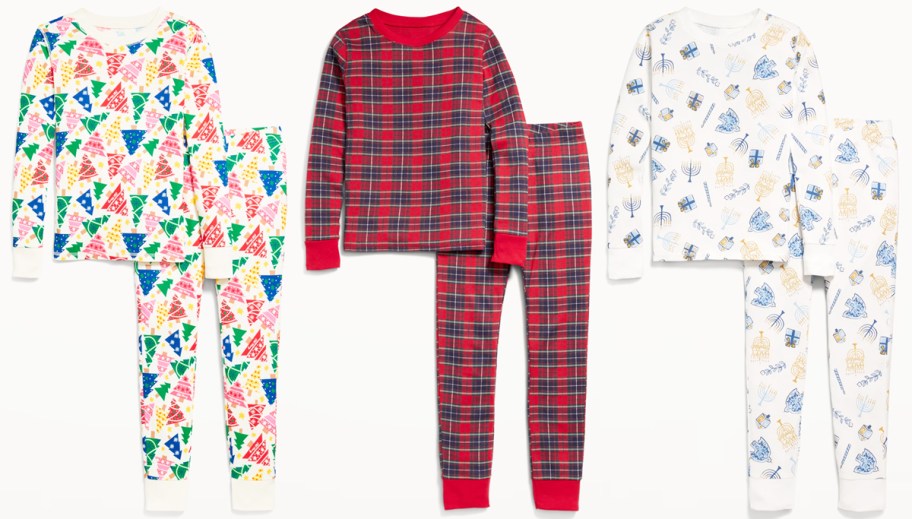 three long sleeve top and jogger pajama sets