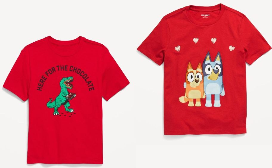 Two Old Navy Valentine's Day Graphic Tees for Boys