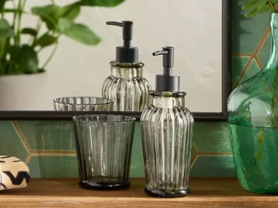 Opalhouse designed w/ Jungalow 2-Piece Tall Soap Pump Set on counter