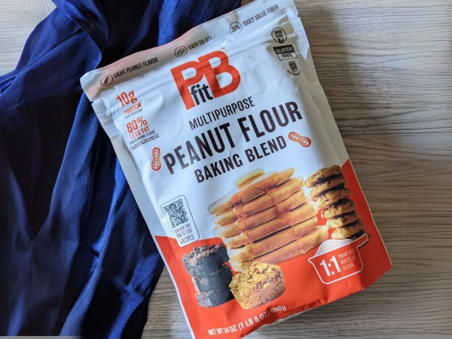 PBfit Peanut Flour Baking Blend 24oz bag on table