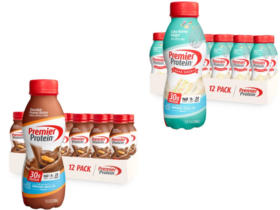 Premier Protein Shakes 12-Pack in Chocolate peanut butter and cake batter