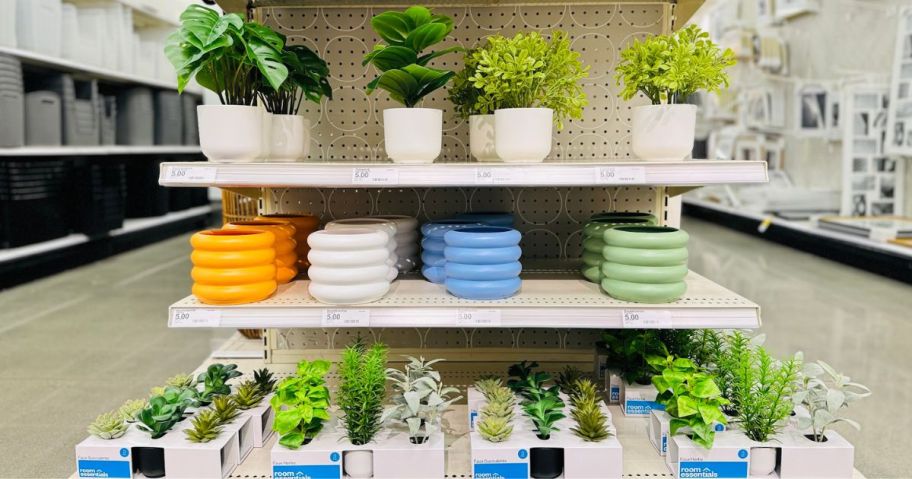 Room Essentials Artificial Plants on an end cap