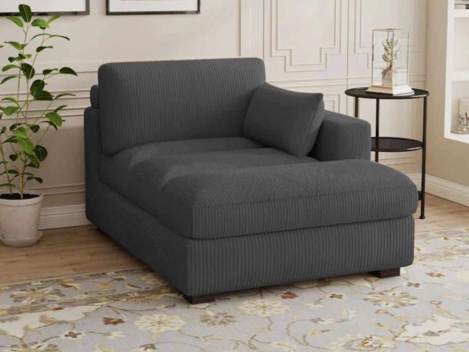 Stoneville Upholstered Oversized Plush Chaise Lounge in living room