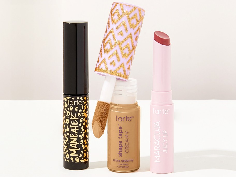 mini tubes of tarte mascara, concealer, and lipstick