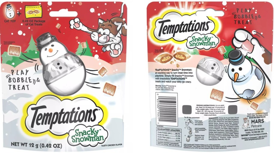 front and back view of cat treats in a bag 