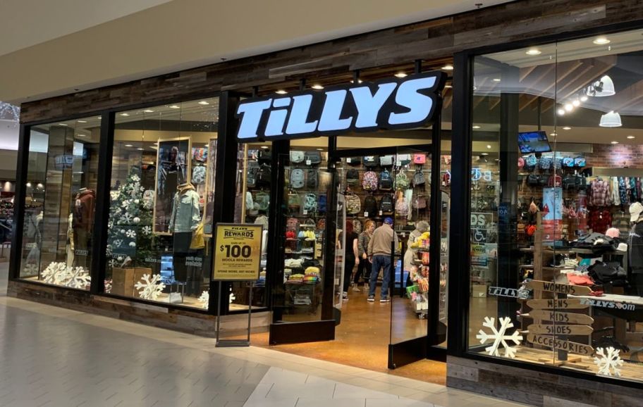 tillys store front in a mall