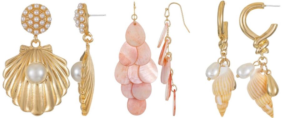 Time and Tru Shell Earrings w Pearls