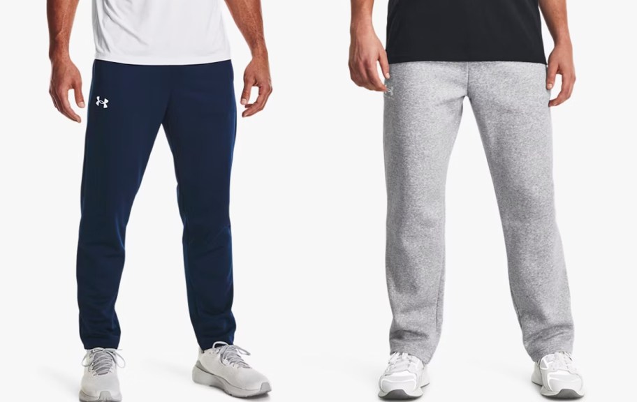 two men in blue and grey sweatpants