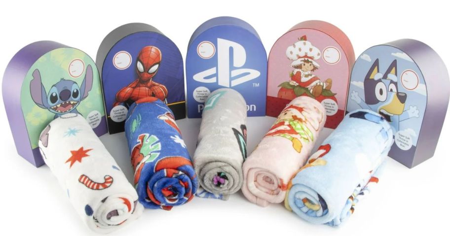 Walmart Character Throw Blankets w Collectible Box