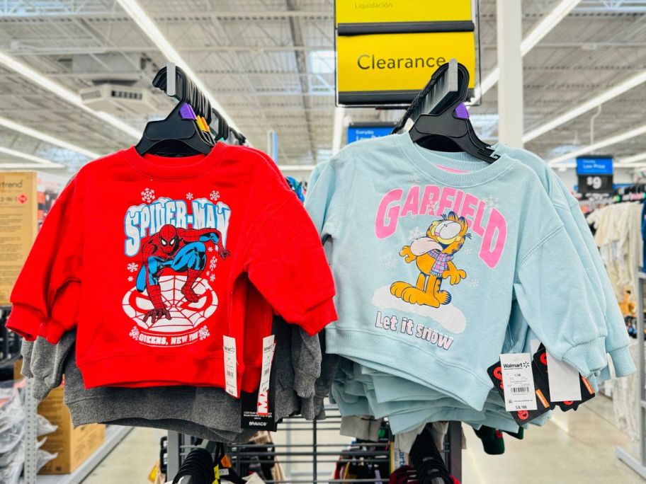 Kids holiday sweatshiirts at Walmart