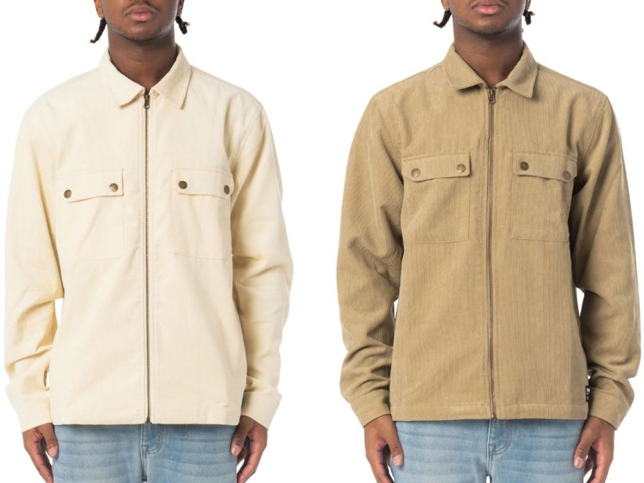 WeSc Men's Nicks Stock images of two men wearing Corduroy Zip Front Jackets 