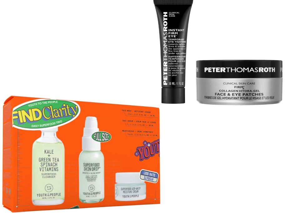 Stock images of a Yoth to the People and Peter Thomas Roth Skincare gift sets from Sephora