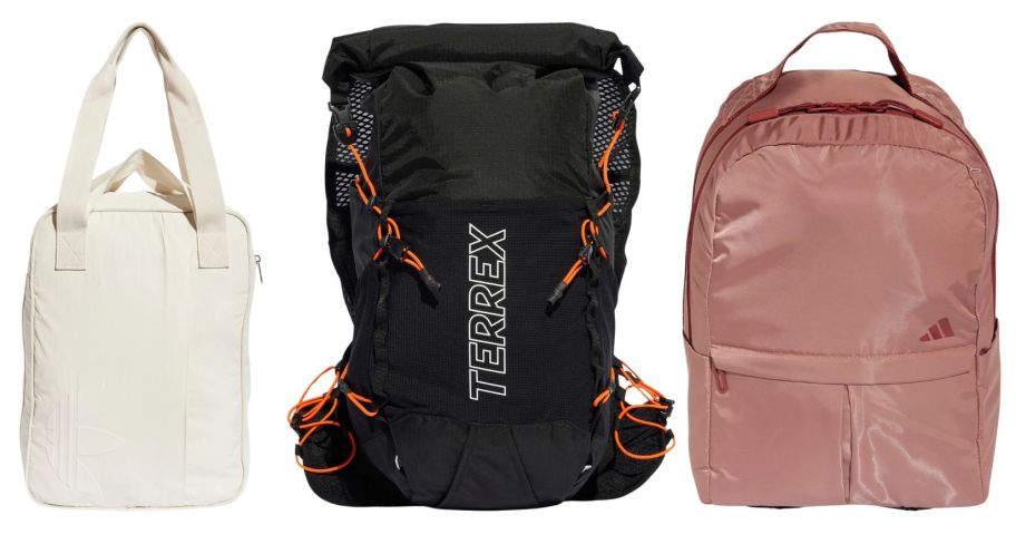 three adidas backpack stock images