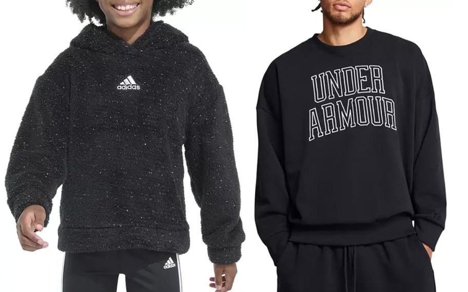 boy and man wearing black adidas and under armour jackets