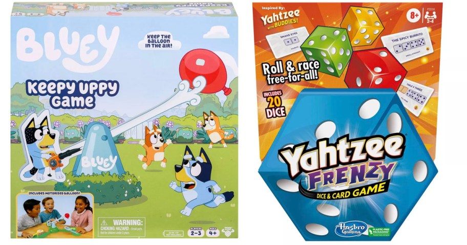 bluey and yahtzee board games 