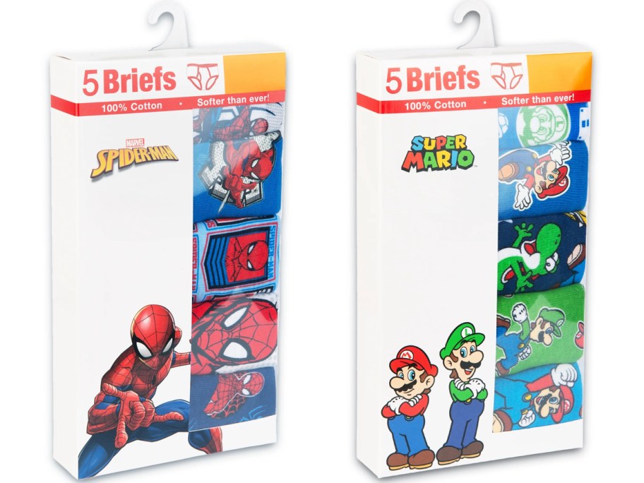 spiderman and mario bros boys underwear packs 