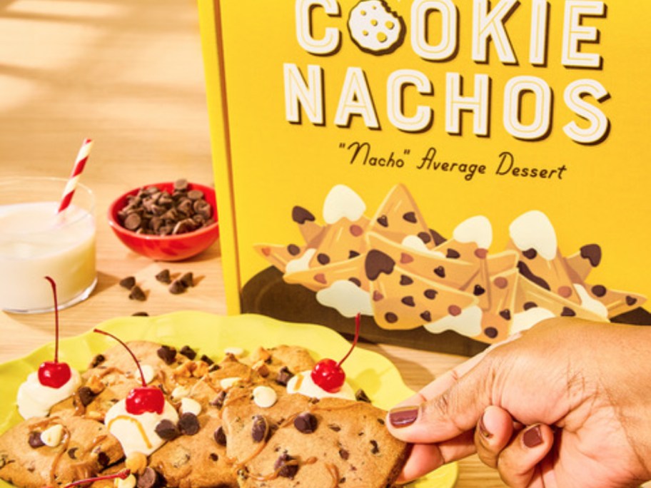 cookie nacho kit next to plate of cookies