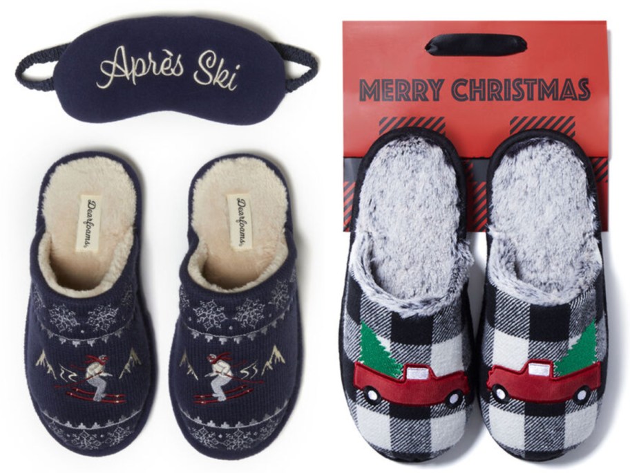 holiday slippers with eye mask