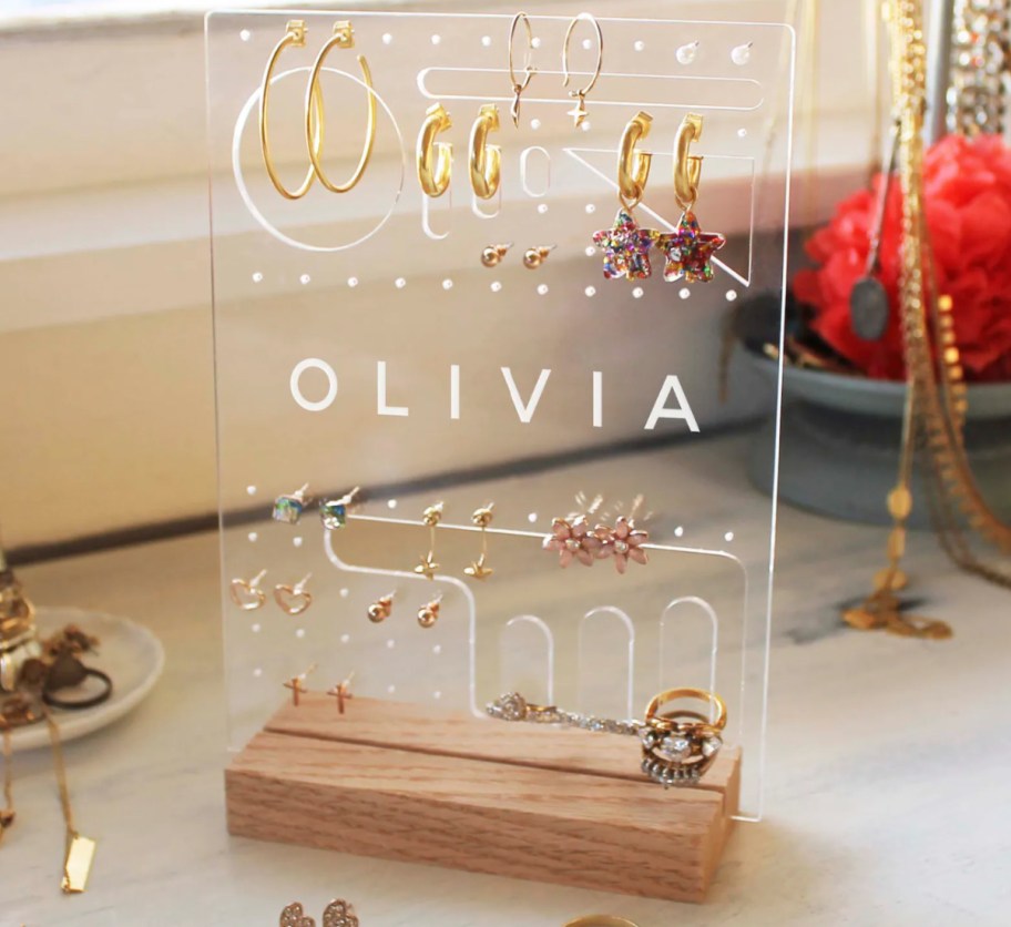 acrylic jewelry holder with name on it