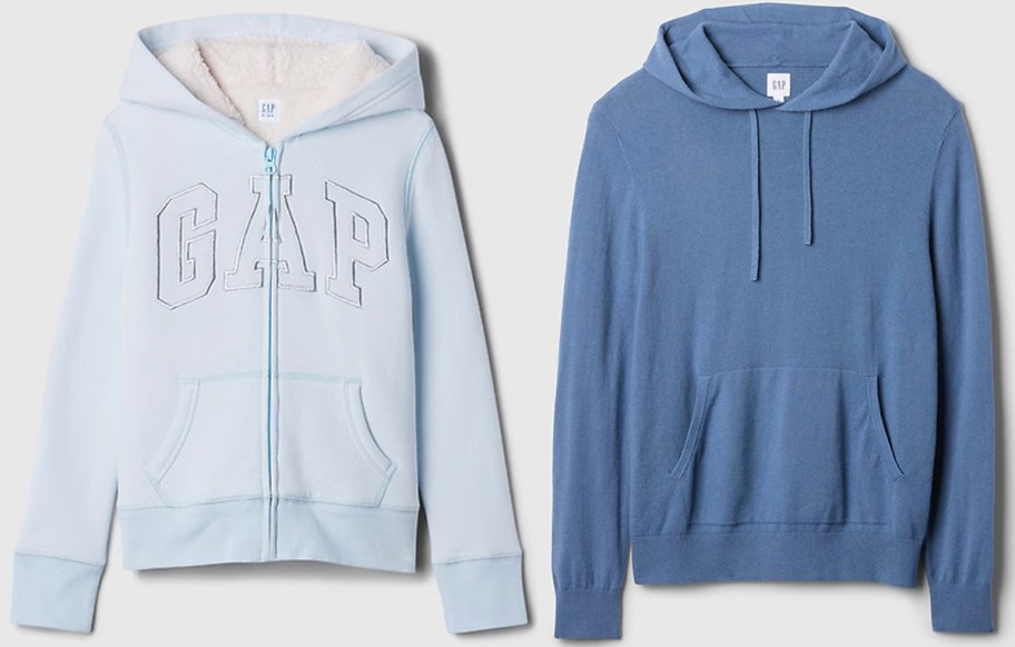 two blue gap hoodies