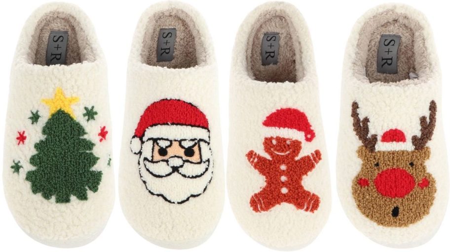 holiday sherpa scuff slippers