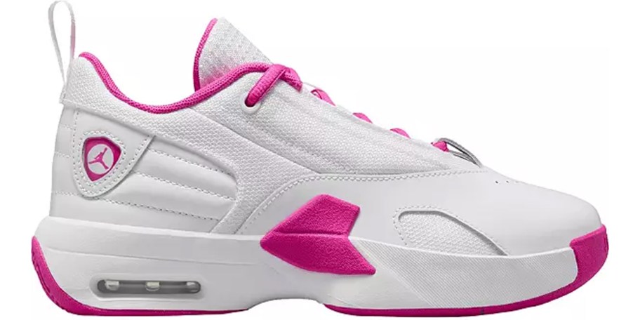 white and pink jordan shoe 