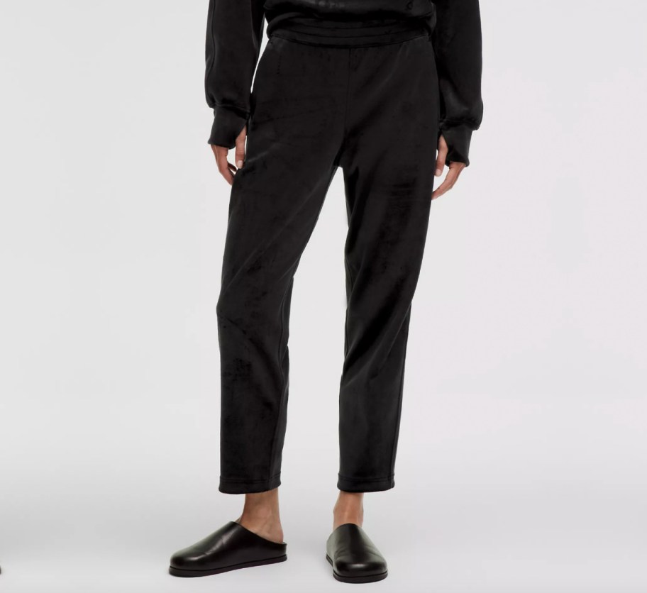 black straight leg velvet pants