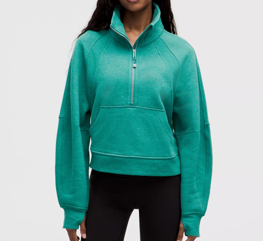 green scuba half zip