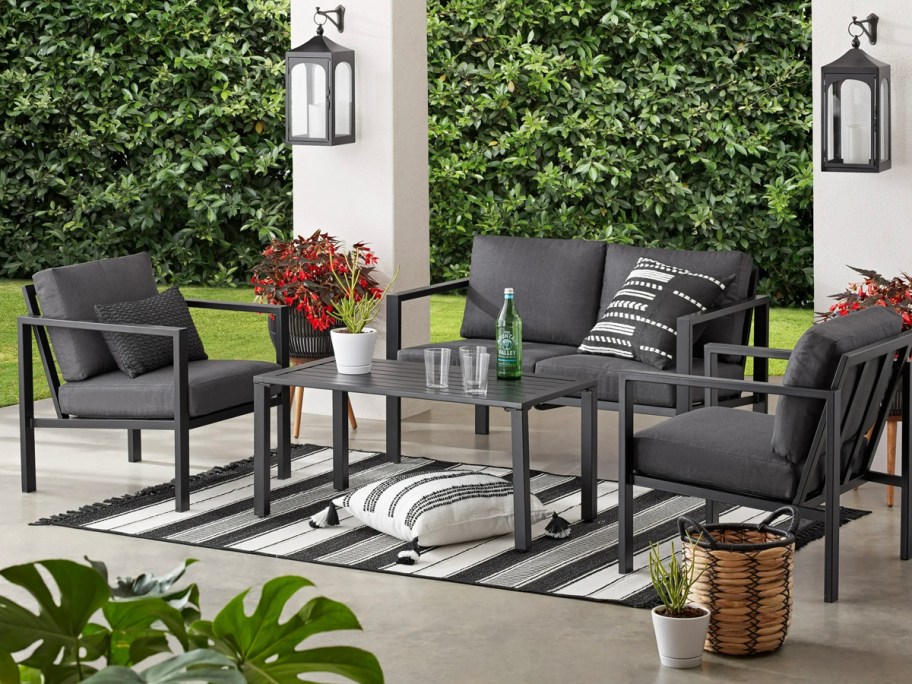 gray and black patio set 