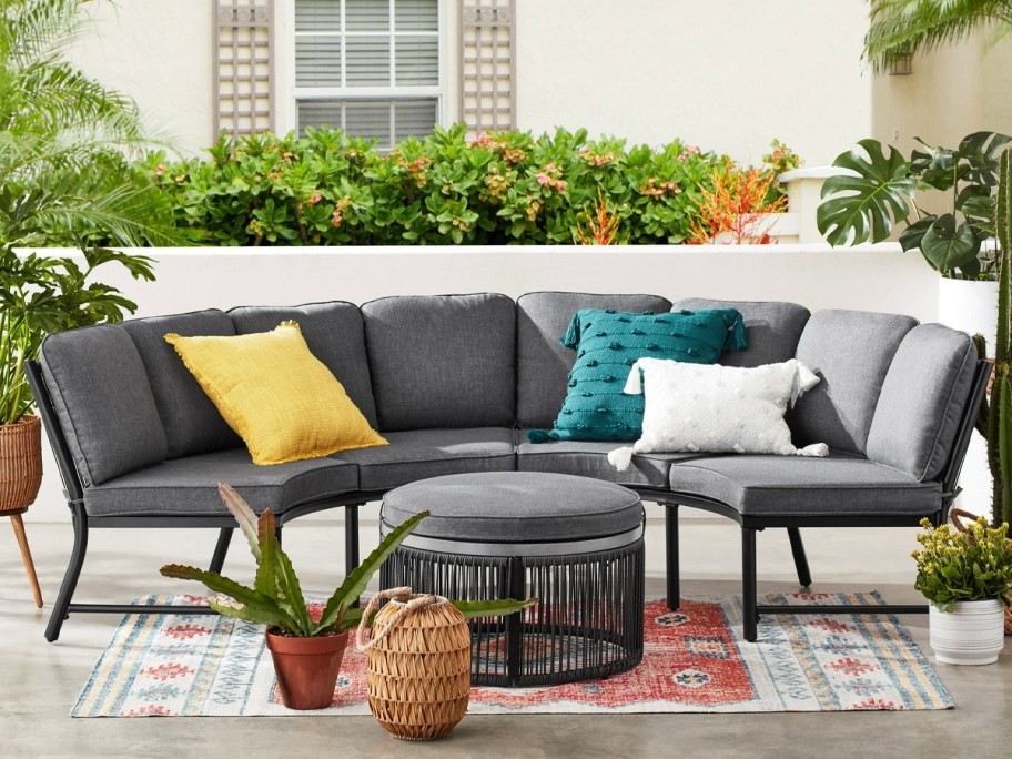 gray sectional outdoors 