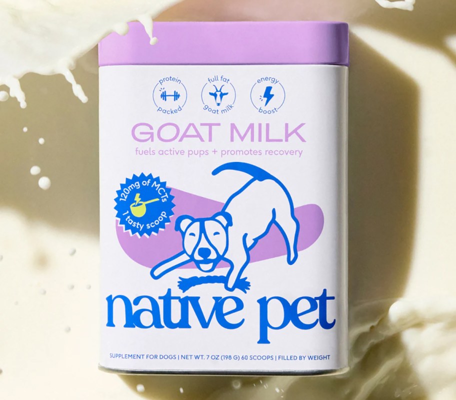 container of native pet goat milk