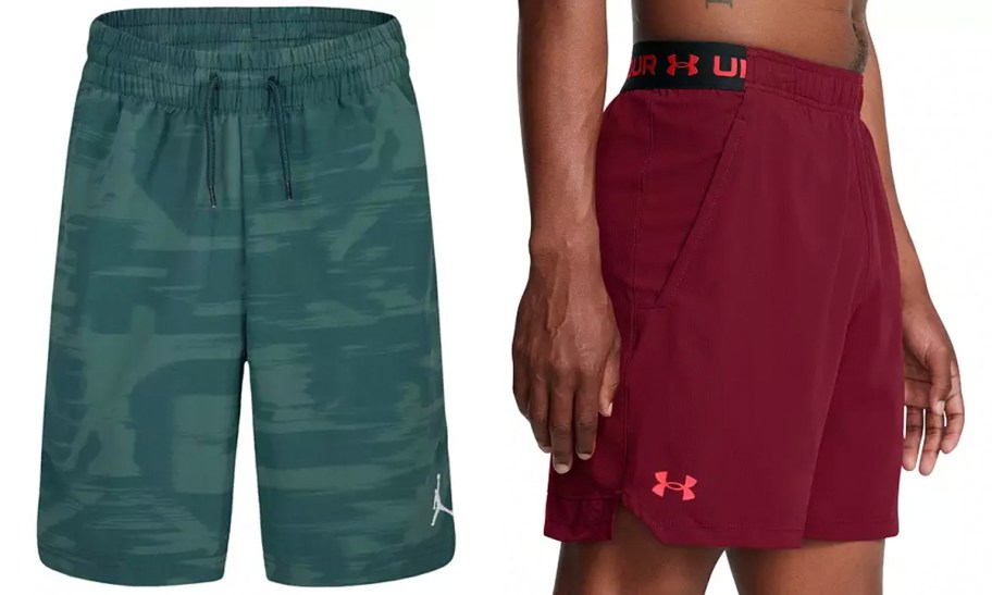 nike green and red under armour shorts 