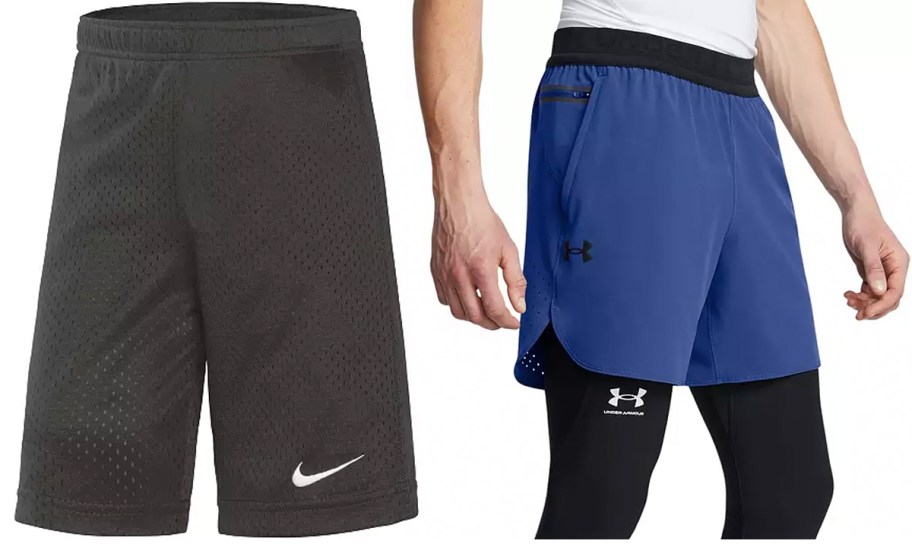 black nike and blue under armour shorts 