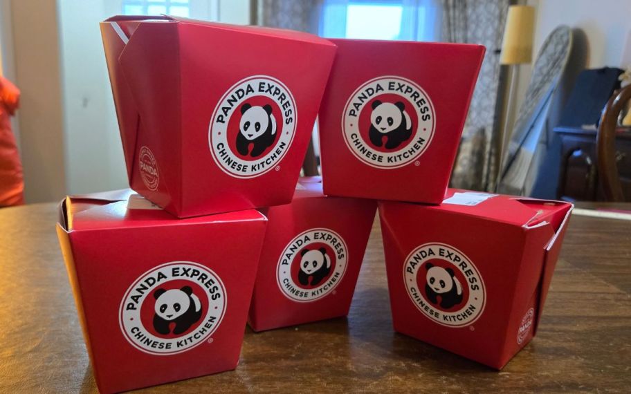 five xred panda express food containers