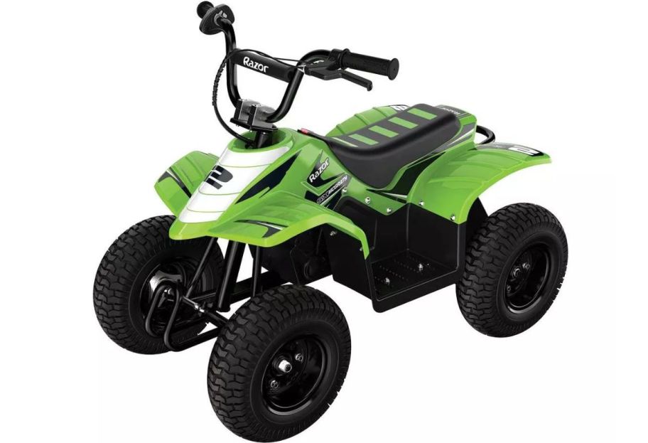 a green powered ride on atv
