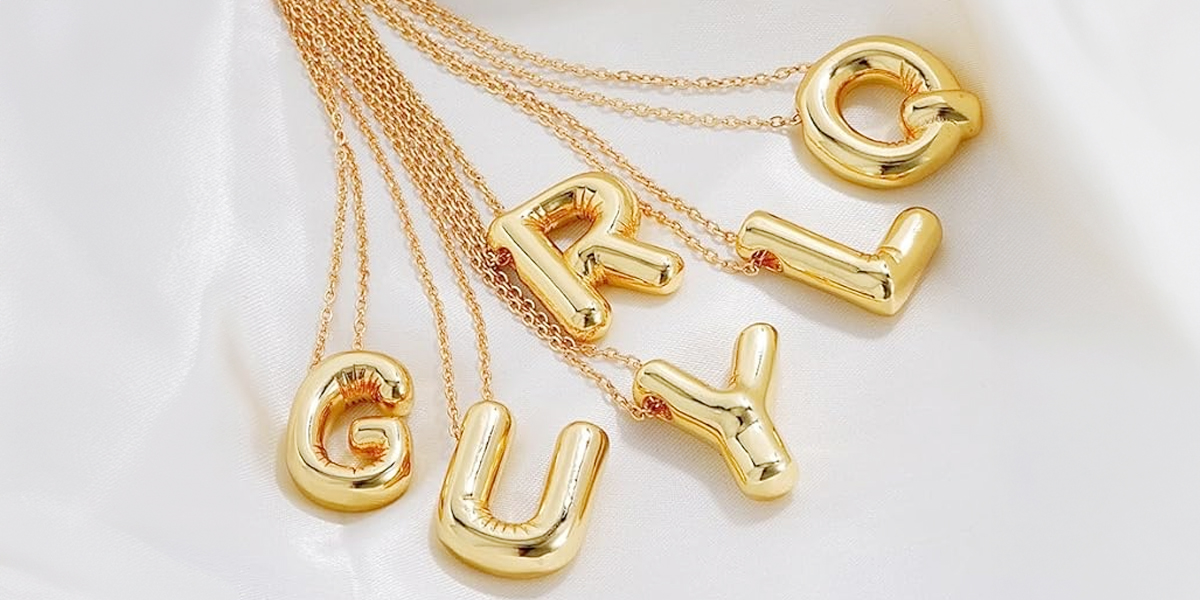 gold bubble necklaces with letters